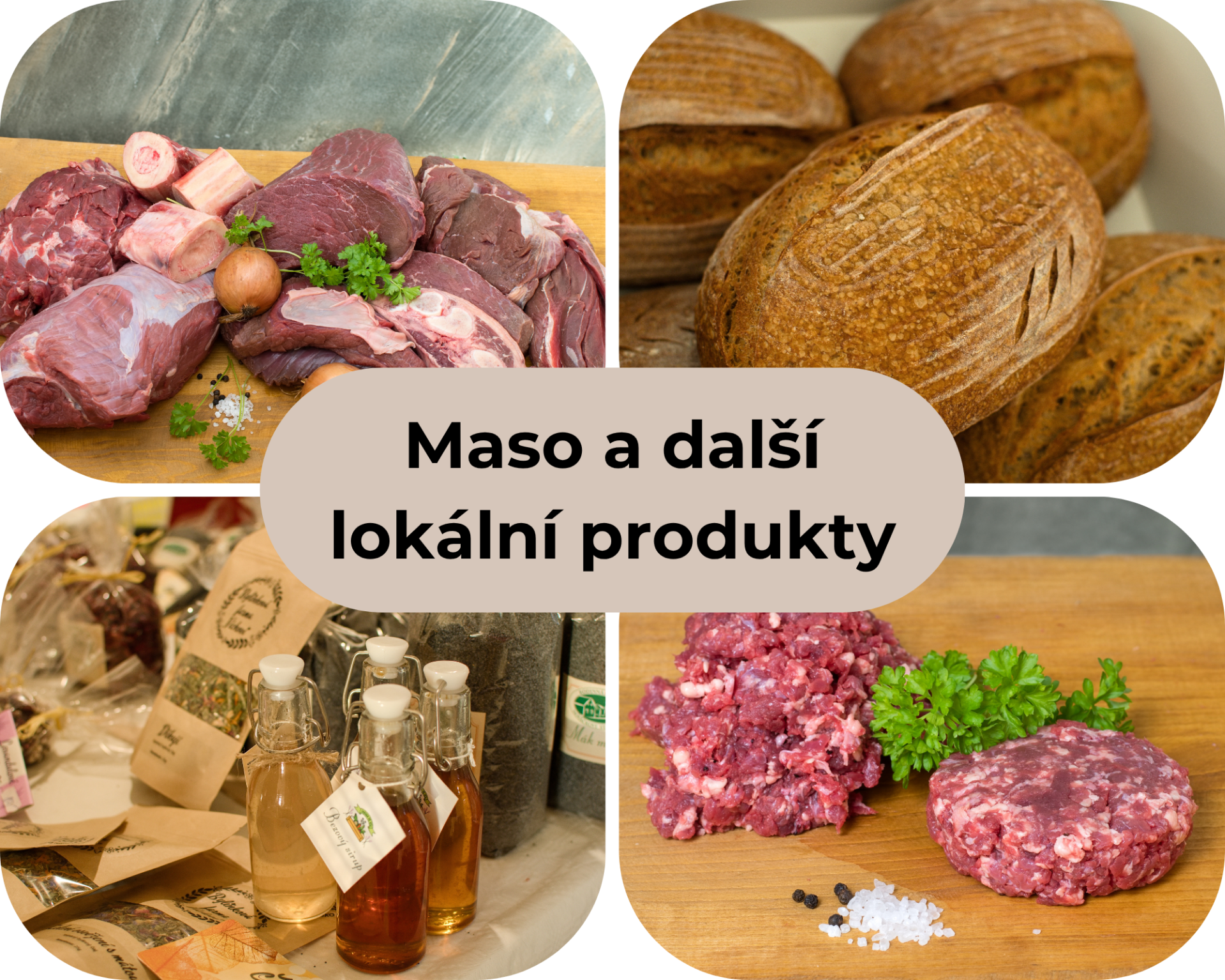 Zde najdete nabídku našeho masa a dalších produktů.