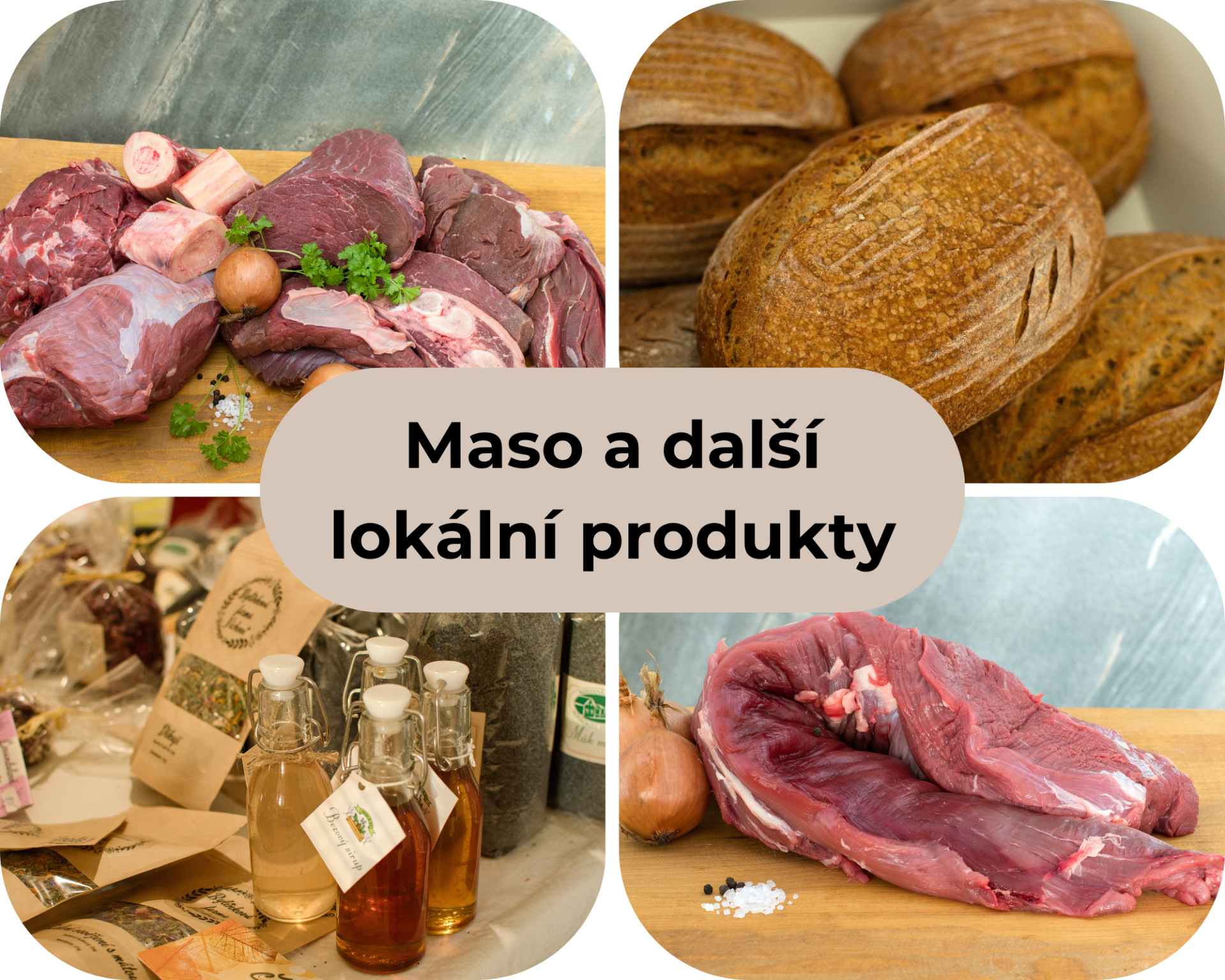 Zde najdete nabídku našeho masa a dalších produktů.
